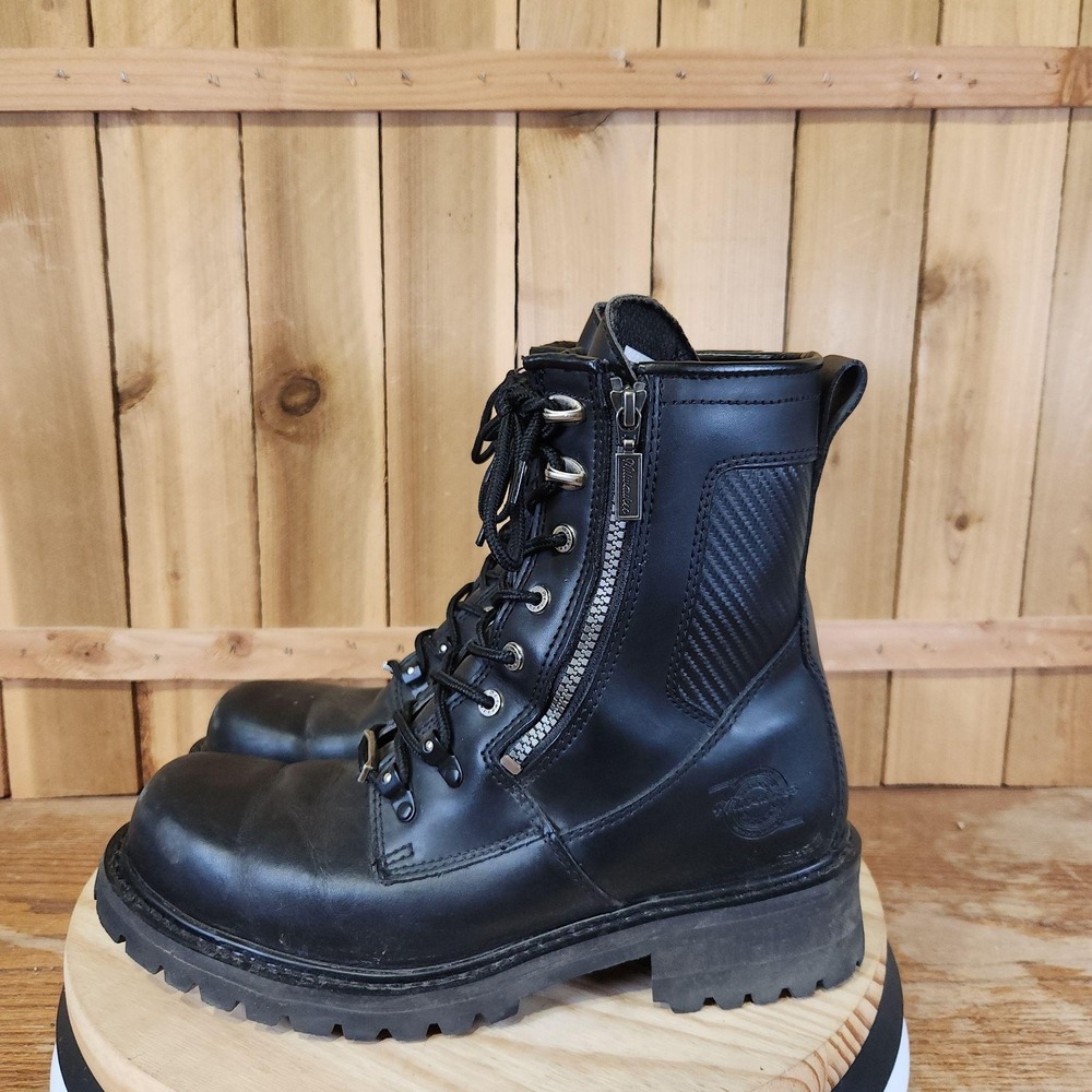 Milwaukee Trooper Boots Mens 12EE Black Leather Motorcycle Biker Zip Lace Up